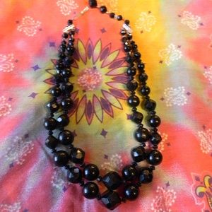 Accent Necklace With Large Black Beads